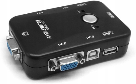 Przełącznik KVM VGA 2x1 Switch 3xUSB HUB BOX