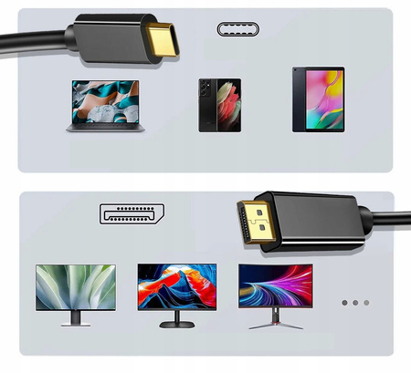 Kabel USB C do Displayport 4K MacBook Thunderbolt