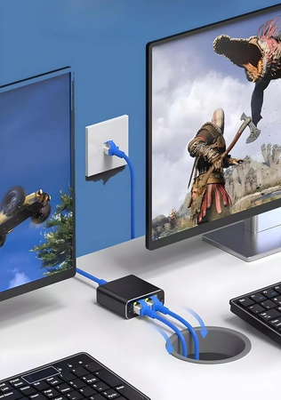 SPLITTER LAN 1x2 POE ZASILANIE POWER ROZDZIELACZ SWITCH 2xRJ45 ETHERNET