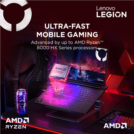 Lenovo Legion Pro 7 16AFR10H | Eclipse Black | 16 " | OLED | WQXGA | 2560 x 1600 pixels | Glossy | AMD Ryzen 9 | 9955HX3D | 32 GB | SO-DIMM DDR5 | Solid-state drive capacity 2000 GB | NVIDIA GeForce RTX 5080 | GDDR7 | 16 GB | Windows 11 Home | 802.11be | 