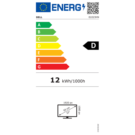 Dell Monitor E2223HN  21.5 ", VA, FHD, 1920 x 1080, 16:9, 10 ms, 250 cd/m², Black, 60 Hz, HDMI ports quantity 1