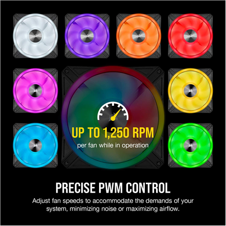 Corsair iCUE QL140 RGB PWM Lüfter 2er Pack inkl. RGB-Controller - 140mm, schwarz