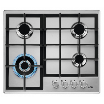 AEG Hob HGB64420SM Gas, Number of burners/cooking zones 4, Rotary knobs, Stainless steel