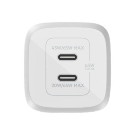 Belkin USB-C GaN PD PPS Dual Wall Charger, 65W | WCH013vfWH