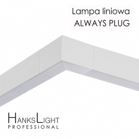 Lampa LED HanksLight,white,liniowa,alu,zwiesz,wtyczka-opcja łączenia,1200mm,down36W,4000K