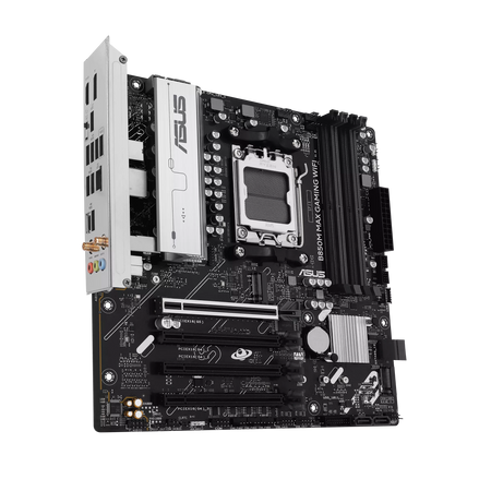 Asus B850M MAX GAMING WIFI | Processor family AMD | Processor socket AM5 | DDR5 | Supported hard disk drive interfaces SATA, M.2 | Number of SATA connectors 4