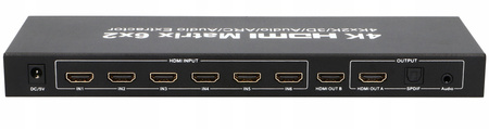 MATRIX SWITCH SPLITTER MATRYCA HDMI 6x2 ULTRAHD 4K