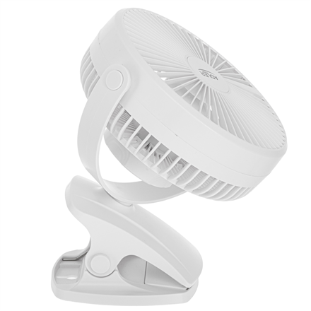 Adler Rechargeable Clip-on Desk Fan | AD 7342 | Table Fan | White | Diameter 15.5 cm | Number of speeds 3 | Oscillation | 5 W