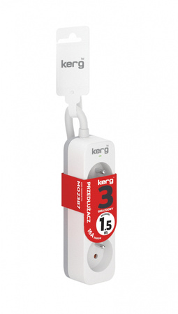 Przedłużacz KERG bez wyłącznika-3 gniazda-biało-szary-1,5m-16A-H05VV-F-3x1,5mm2