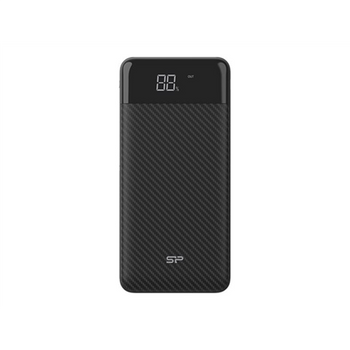 Silicon Power Powerbank GP28 Li-Polymer Carbon fiber texture provides a more secure grip, while the rounded shape is ergonomic; Battery indicator shows exact remaining percentage on a digitized LED display; Input High-Voltage Protection, Output High-Volta