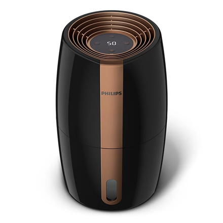 Philips HU2718/10	 Humidifier 17 W Water tank capacity 2 L Suitable for rooms up to 32 m² NanoCloud technology Humidification capacity 200 ml/hr  Black/Copper