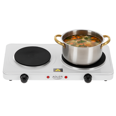 Adler Hot Plate | AD 6520 | Number of burners/cooking zones 2 | White | Electric
