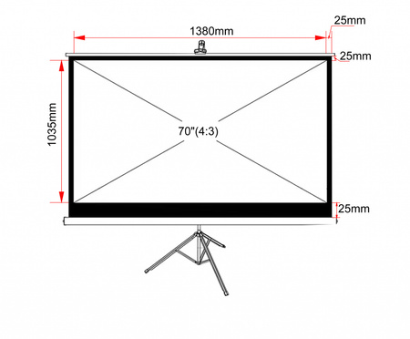 EKRAN RĘCZNY NA STATYWIE 70" 111x148cm TA-70 4:3 ART