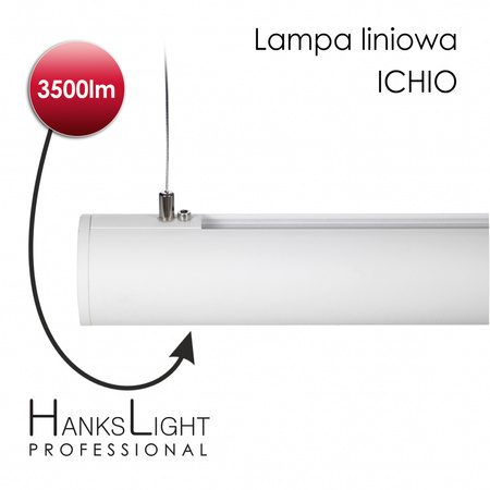 Lampa LED,HanksLight,liniowa,white, alu,zwiesz,1264mm,down36W, SMD,AC230V,4000K-W