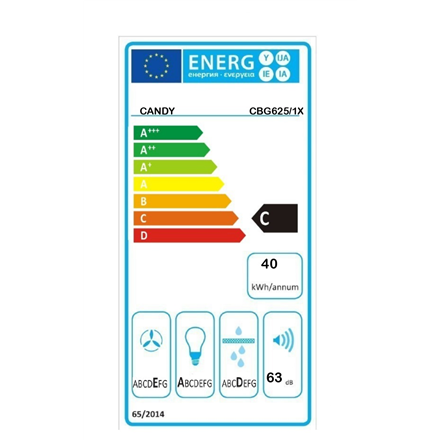 Candy Hood CBG625/1X Canopy Energy efficiency class C Width 52 cm 207 m³/h Mechanical LED Stainless Steel