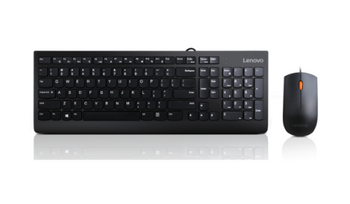Lenovo USB Combo Keyboard & Mouse 300 Keyboard and Mouse Combo A keyboard & mouse combo that features a modern, space-saving design giving your desk a clean and stylish appeal. To go along with its design, the keyboard features a waterproof exterior keepi