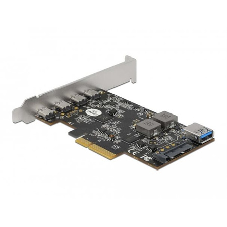 Delock PCI Express x4 Karte zu 4 x USB Type-C™ + 1 x USB Typ-A - SuperSpeed USB 10 Gbps - Low Profil