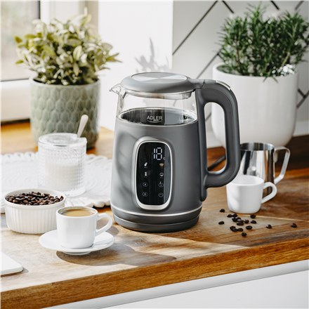 Adler Kettle with LED Display | AD 1305 | Electric | 2200 W | 1.7 L | Plastic | 360° rotational base | Grey