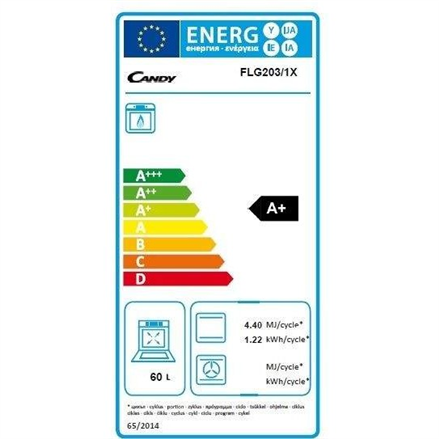 Candy Oven FLG 203/1X 54 L, A+, Gas, Manual, Rotary, Height 60 cm, Width 60 cm, Stainless steel