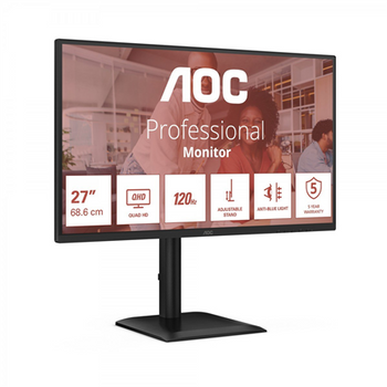 AOC Q27E4CV | 27 " | IPS | QHD | 16:9 | 120 Hz | 4 ms | 2560 x 1440 pixels | 350 cd/m² | HDMI ports quantity 1 | Black