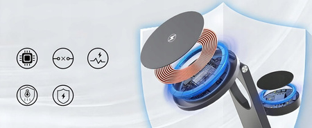 ŁADOWARKA INDUKCYJNA BEZPRZEWODOWA STACJA DOKUJĄCA 3w1 OBROTOWA 360° 20W