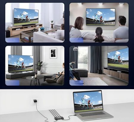SPLITTER HDMI 2.1 1x4 ROZDZIELACZ ULTRAHD HDCP 2.3 8K60HZ 4K 120HZ - 4 TV