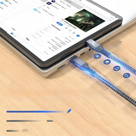 KABEL USB4 Thunderbolt 4 240W 40Gbps 120Hz PRZEWÓD USB C NYLON OPLOT 1,5M