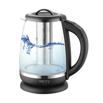 Camry Kettle CR 1290 Standard, 2200 W, 2 L, Plastic/glass, Black/Transparent, 360° rotational base