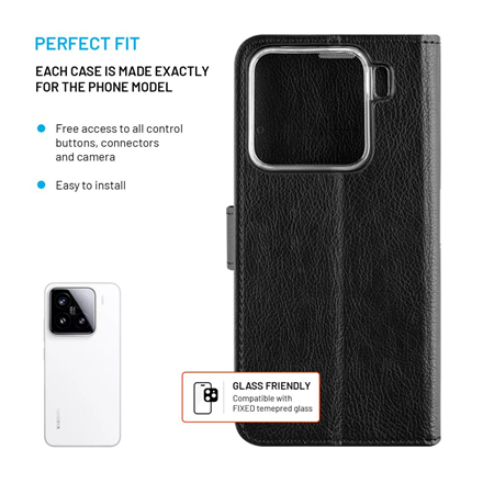 Fixed Opus | Book Case | Xiaomi | 15 | Leather | Black