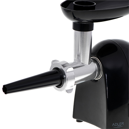 Adler Meat mincer AD 4811 Black 600 W Number of speeds 1 Throughput (kg/min) 1.8 3 replaceable sieves: 3mm for grinding poppies and preparing meat and vegetable stuffing; 5mm for meatballs, Roman roast and beef burgers; 7mm for coarsely ground sausages,