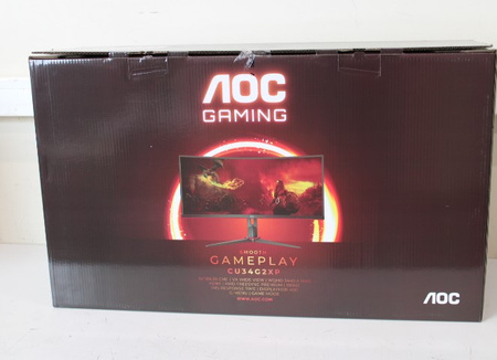 SALE OUT. AOC CU34G2XP/BK 34" 3440x1440/21:9/1ms HDMI, DisplayPort, USB, Audio out | AOC | Gaming Monitor | CU34G2XP/BK | 34 " | VA | 21:9 | 180 Hz | 1 ms | 3440 x 1440 pixels | HDMI ports quantity 2 | Black | Warranty 36 month(s) | DAMAGED PACKAGING