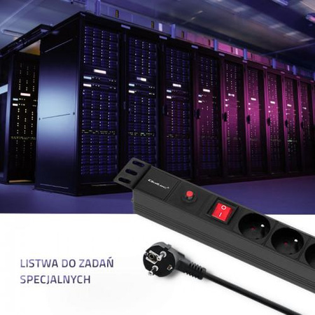 Listwa zasilająca antyprzepięciowa Qoltec do szafy RACK 19 1U 16A PDU 6xFRENCH 2m czarna