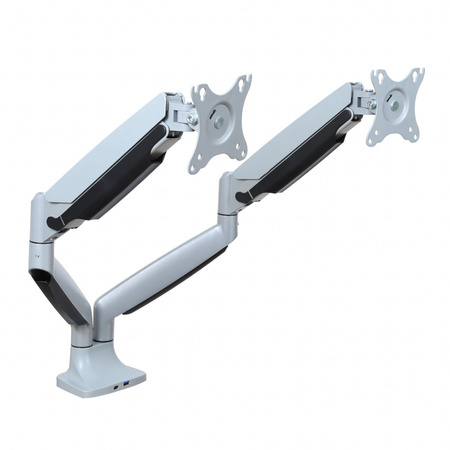 UCHWYT BIURKOWY GAZOWY DO 2 MONITORÓW LED/LCD 17-35" L-36HD ART  1-15kg 1xUSB-A 1xUSB-C 3.0 HEAVY DUTY
