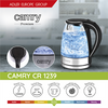 Camry Kettle CR 1239 Electric 2000 W 1.7 L Glass 360° rotational base Black