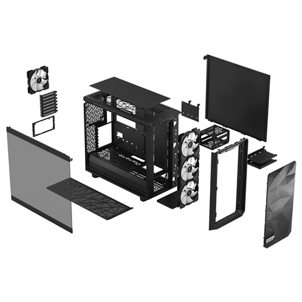 Fractal Design Meshify 2 Lite RGB Midi-Tower Light Tint, Tempered Glass, schwarz