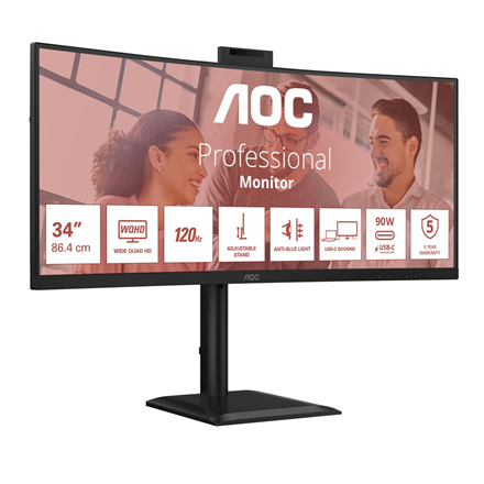 AOC CU34E4CW Curved 34" 3440x1440/21:9/350cd/m2/4ms HDMI, DisplayPort, USB, Audio out | AOC