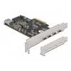Delock PCI Express x4 Karte zu 4 x USB Type-C™ + 1 x USB Typ-A - SuperSpeed USB 10 Gbps - Low Profil