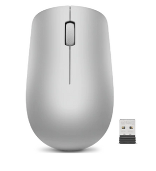 Lenovo Wireless Mouse 530 Optical Mouse, Platinum Grey, 2.4 GHz Wireless via Nano USB