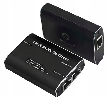 SPLITTER LAN 1x2 POE ZASILANIE POWER ROZDZIELACZ SWITCH 2xRJ45 ETHERNET
