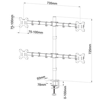 UCHWYT BIURKOWY DO 4 MONITORÓW LED/LCD 13-27" L-04N ART