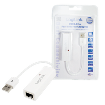 Logilink Fast Ethernet USB 2.0 to RJ45 Adapter: RJ-45 USB