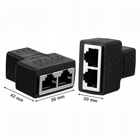 SPLITTER LAN 1x2 ADAPTER ROZGAŁĘŹNIK RJ45 100 Mbps