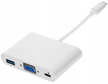 ADAPTER USB C VGA+USB 3.0+PD 4K HUB 3w1 MacBook