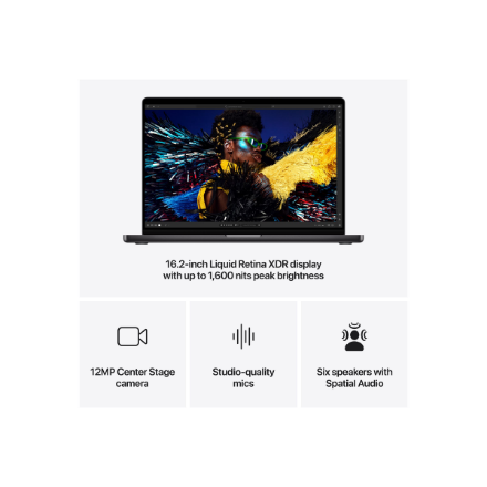 Apple MacBook | Pro | Space Black | 16 " | 3456 x 2234 pixels | Apple M4 Pro | 48 GB | Solid-state drive capacity 512 GB | Apple M4 Pro chip 14-core CPU/20-core GPU | macOS | 802.11ax | Bluetooth version 5.3 | Keyboard language Swedish | Keyboard backlit 