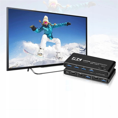 PRZEŁĄCZNIK KVM HDMI 2.0 4xUSB 3.0 SWITCH 4K/60HZ 2 KOMPUTERY - 1 MONITOR