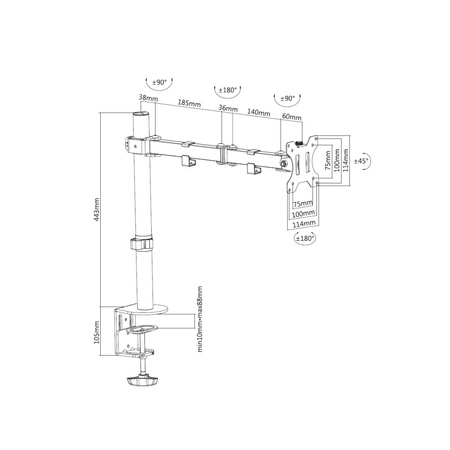 UCHWYT BIURKOWY DO 1 MONITORA LED/LCD 13-32" 8kg L-01X ART