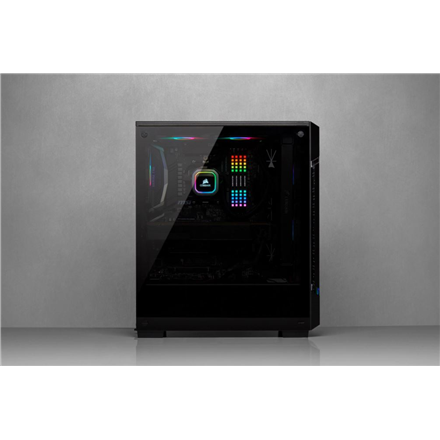 Corsair Airflow Tempered Glass Mid-Tower Smart Case iCUE 220T RGB Side window,  Mid-Tower, Black, Power supply included No, Steel, Tempered Glass