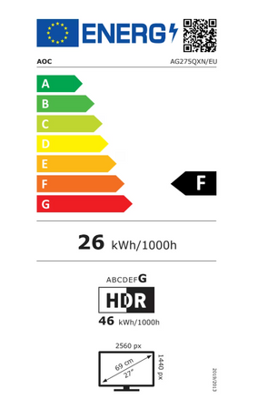 AOC AGON AG275QXN, 68,6 cm (27 Zoll), 165hz, G-SYNC Compatible, VA - 2xDP, 2xHDMI