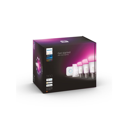 Philips Hue WCA Starter Kit 9W A60 E27 3pcs, Bridge, Switch Philips Hue Hue WCA Starter Kit 9W A60 E27, 3pcs, Bridge, Switch E27 9 W RGBW 2000-6500K Bluetooth and Zigbee