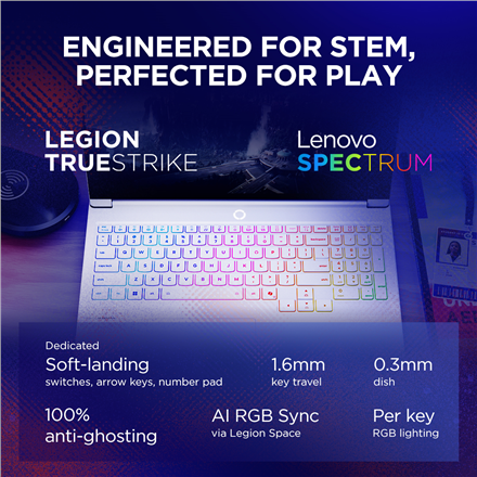 Lenovo Legion 7 16IAX10 | Glacier White | 16 " | OLED | WQXGA | 2560 x 1600 pixels | Intel Core Ultra 9 | 275HX | 32 GB | CSODIMM DDR5 | Solid-state drive capacity 2000 GB | NVIDIA GeForce RTX 5070 | GDDR7 | 8 GB | Windows 11 Home | 802.11be | Bluetooth v